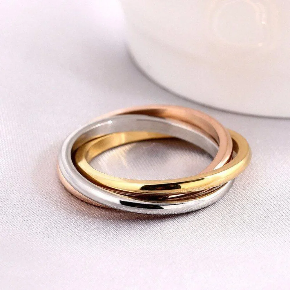 Interlocking Rings Rose Gold Silver‎ Gold
